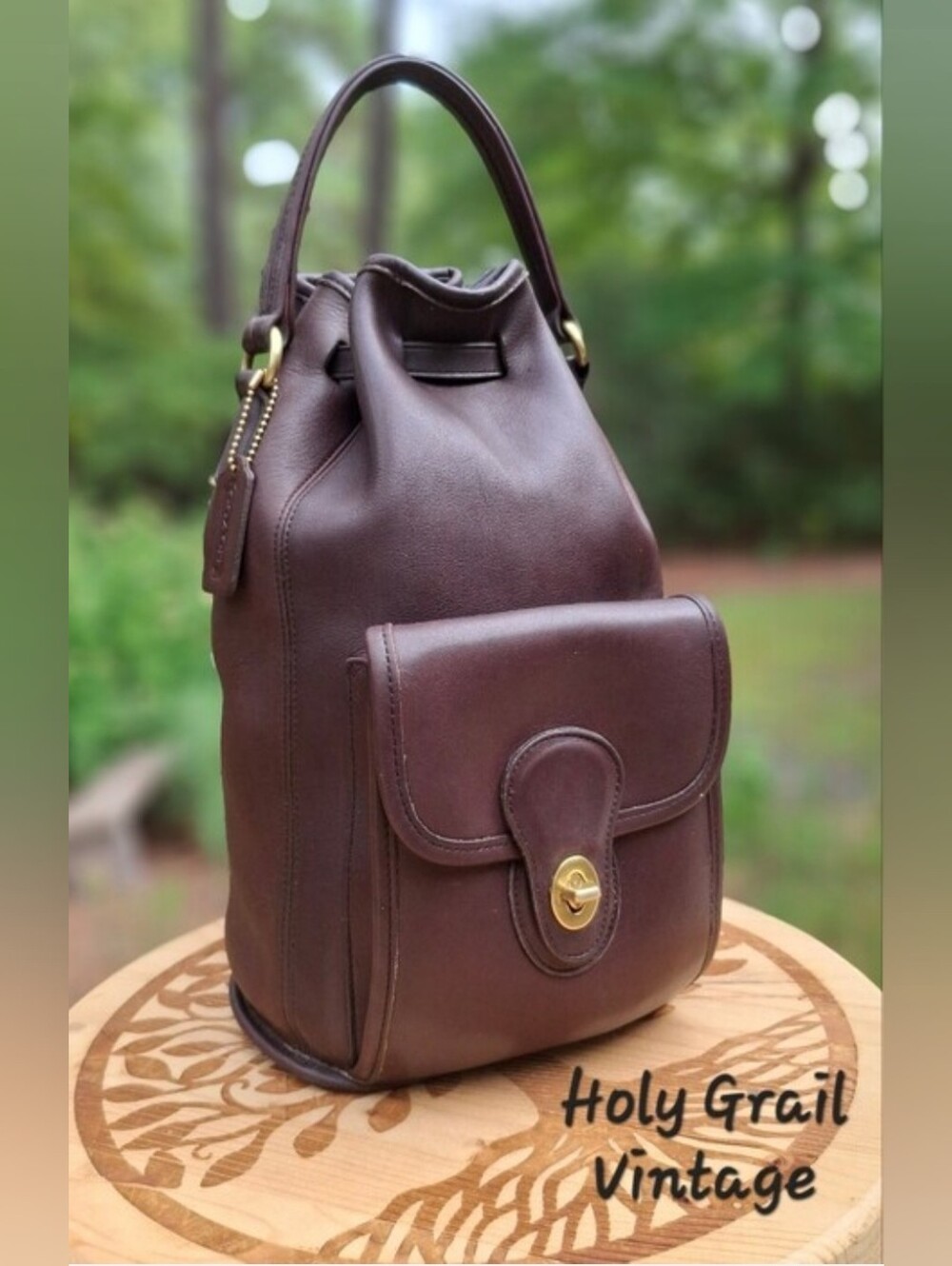 Vintage 1996 Coach Dark Brown Leather Classic Handle Backpack Rucksack #9992